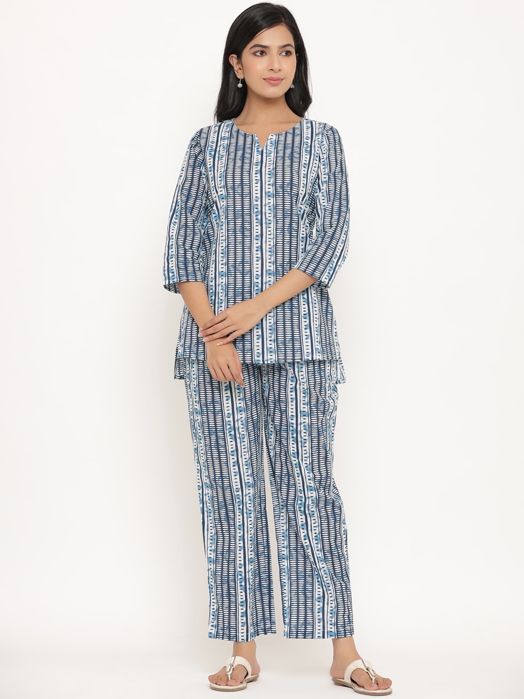 

mirari Pure Cotton Printed Night suit, Blue