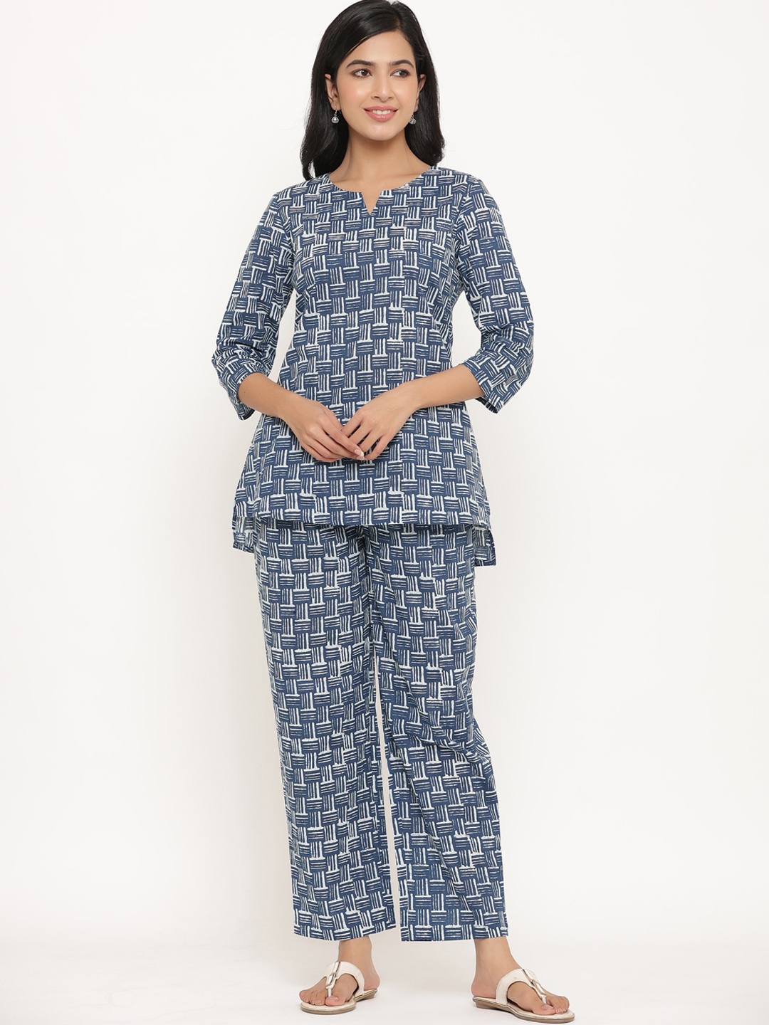 

mirari Printed Cotton Night suit, Blue