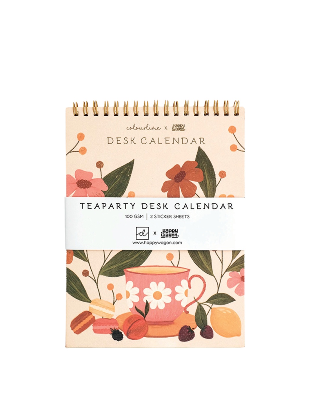

happywagon Peach Printed 2023 The Tea Party Desk Calendar Stationery