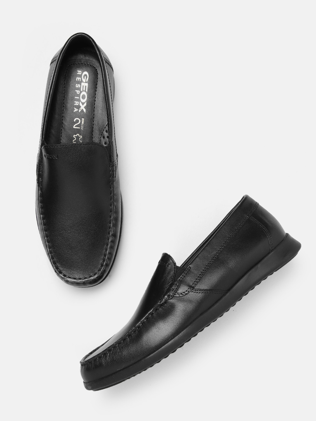 

Geox Men Black Leather Loafers
