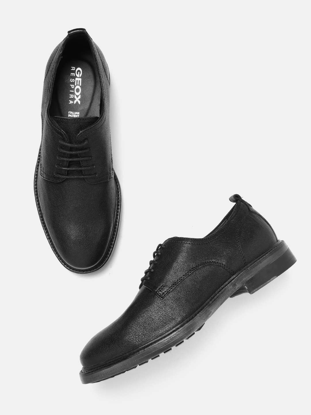

Geox Men Black Leather Formal Derbys