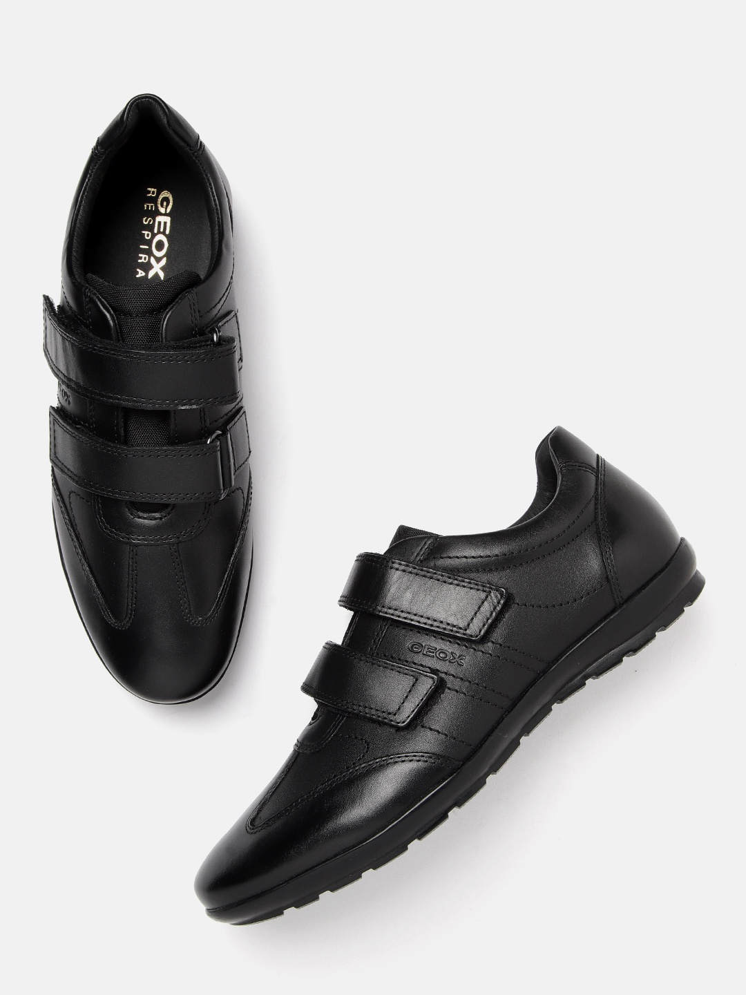 

Geox Men Black Leather Sneakers