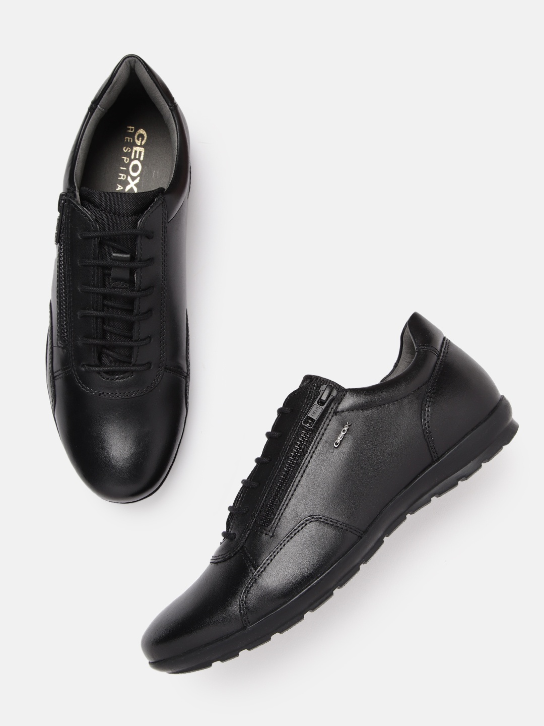 

Geox Men Black Leather Sneakers