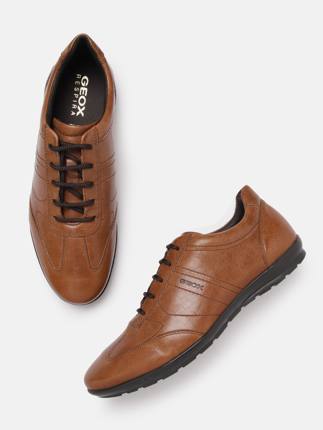 

Geox Men Leather Sneakers, Brown
