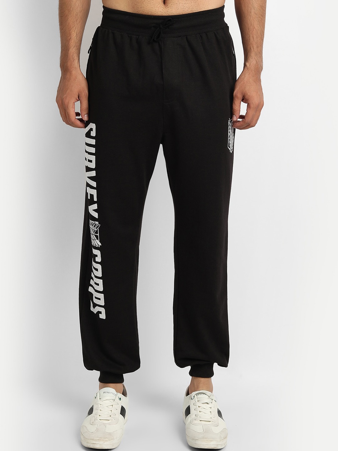 

COMICSENSE Men Black Graphic Printed Cotton Joggers