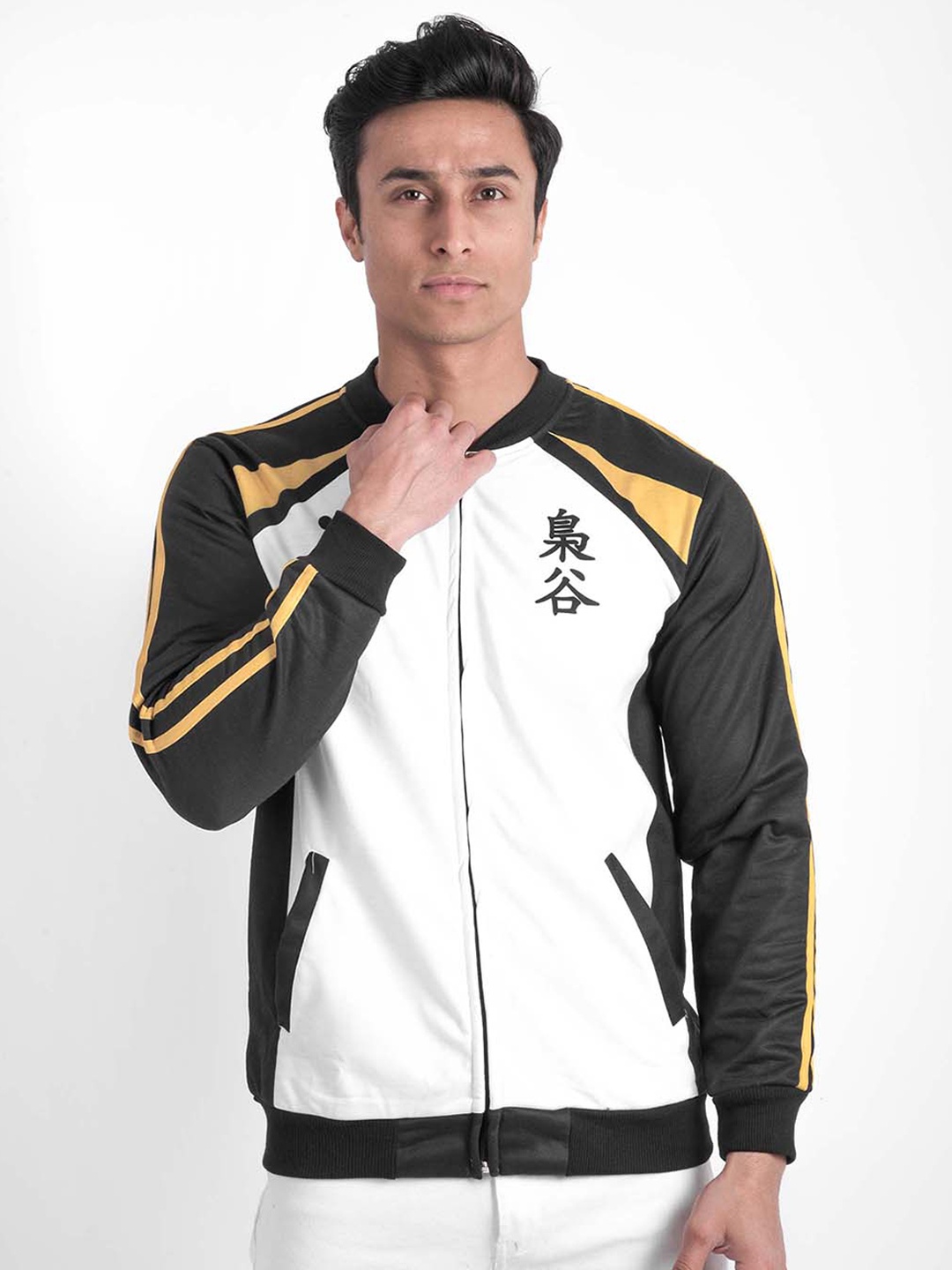 

COMICSENSE Men White Anime Printed Haikyuu Lightweight Bomber Jacket