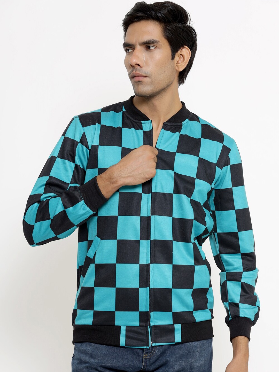 

COMICSENSE Demon Slayer Anime Tanjiro Kimono Printed Bomber Jacket, Blue