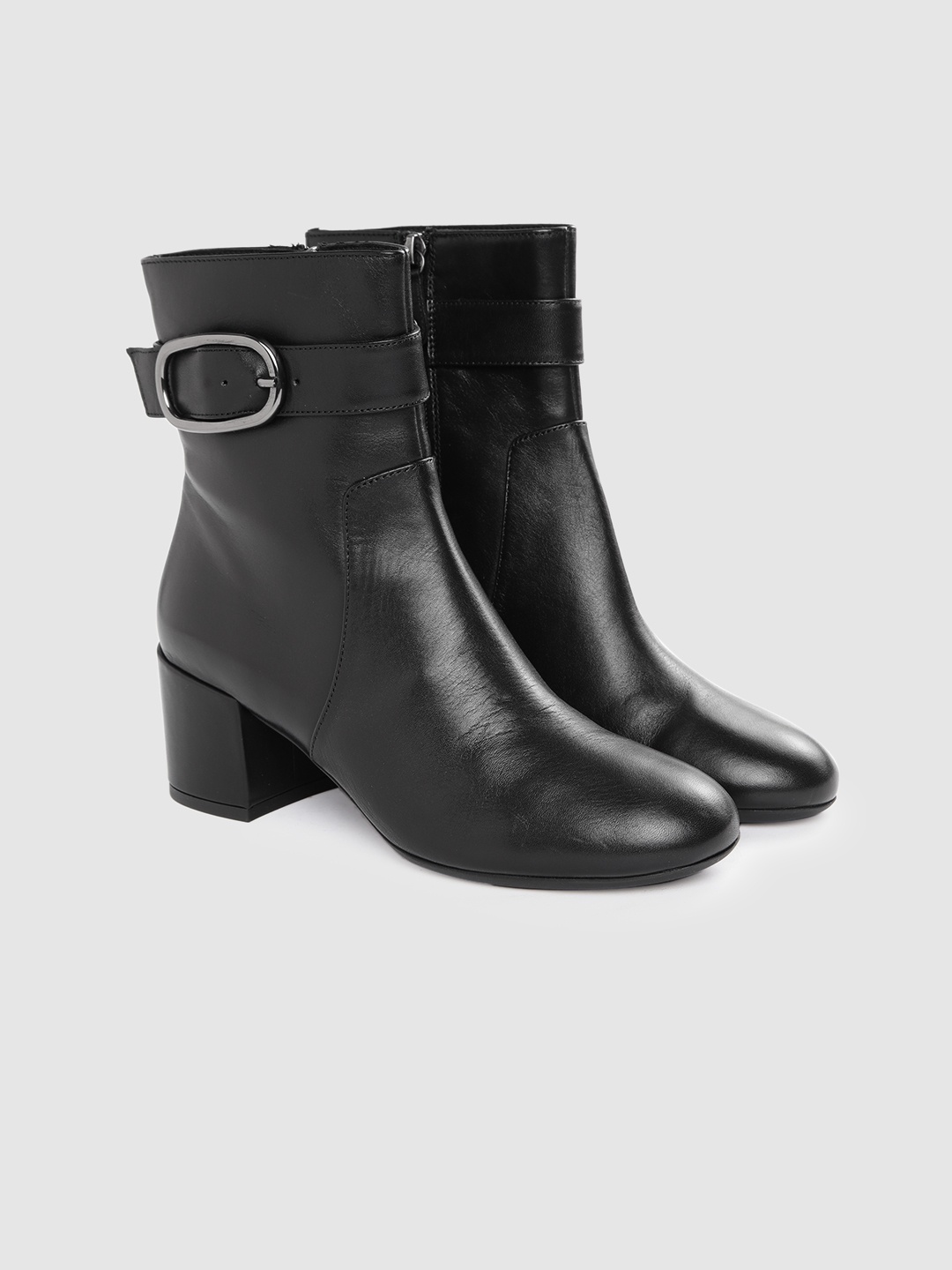 

Geox Woman Leather Eleana Ankle Boots, Black