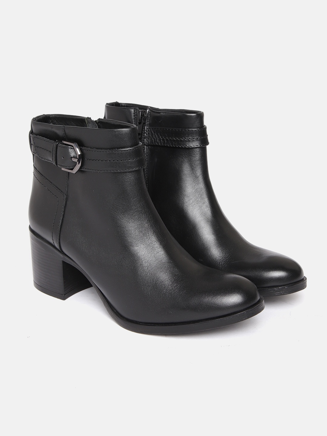 

Geox Women Black Leather Heeled Ankle Boots