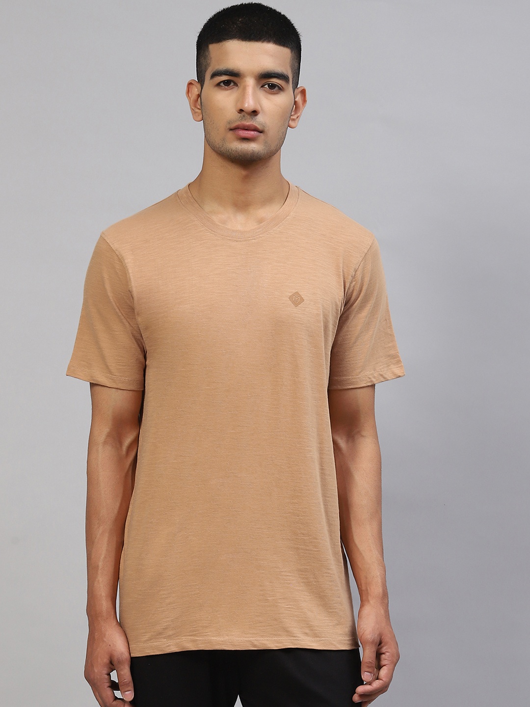 

Almo Wear Men Brown Solid Cotton Anti-Microbial Lounge T-shirt