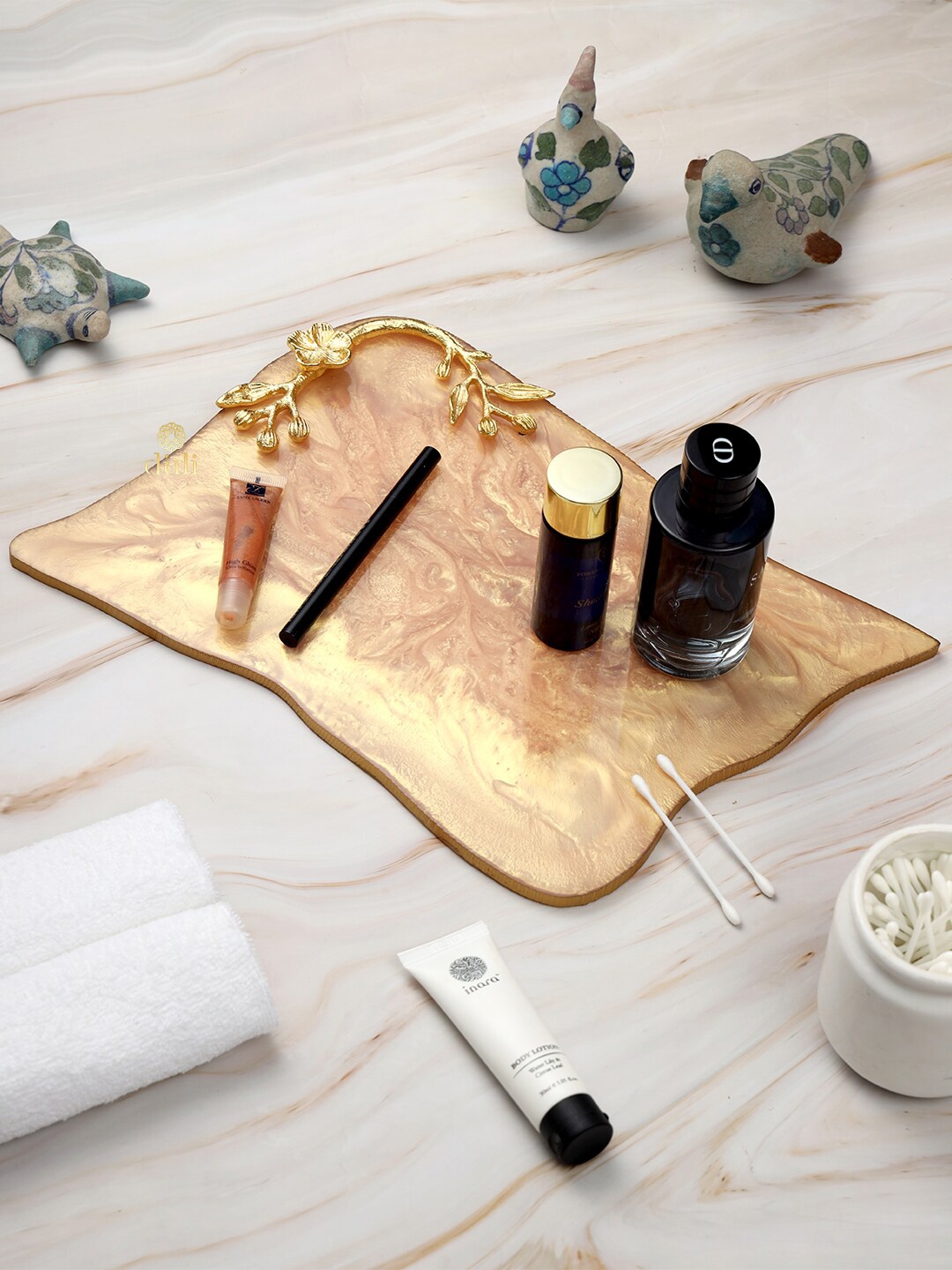 

DULI Peach Cololured Printed Abstract Shaped Tray