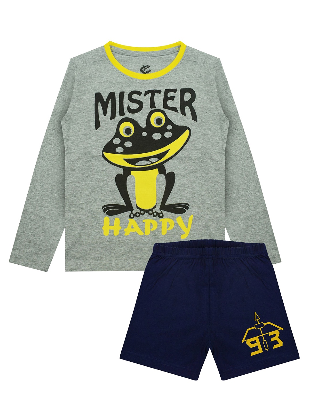 

Silver Fang Boys Grey & Blue Printed T-shirt with Shorts