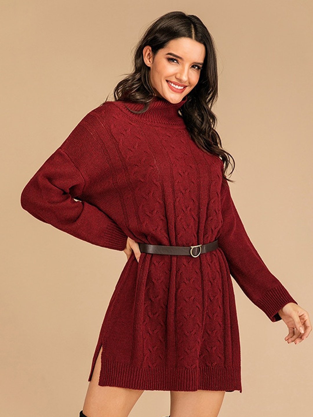 

BoStreet Maroon Sweater Dress
