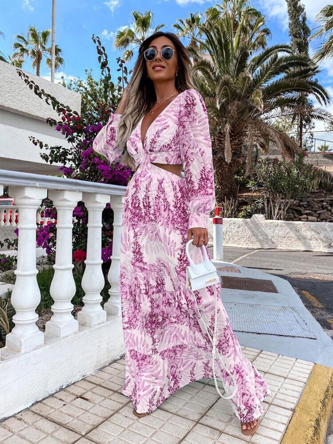 

BoStreet Pink Floral Maxi Dress