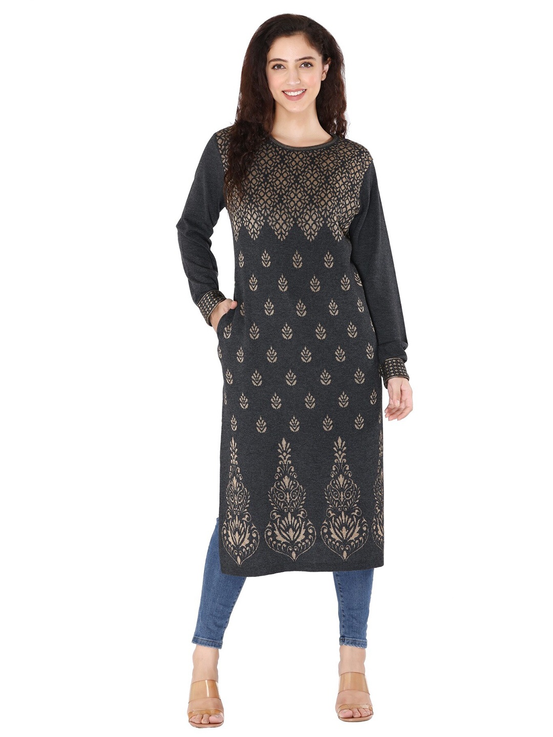 

KEIKO Women Charcoal Kurta