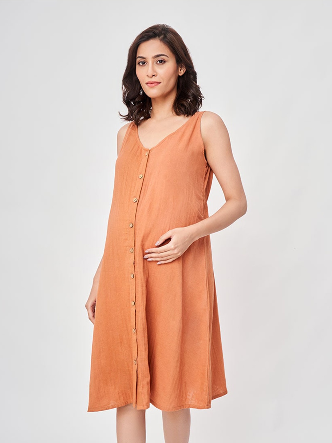 

Ed-a-Mamma Brown Maternity A-Line Dress