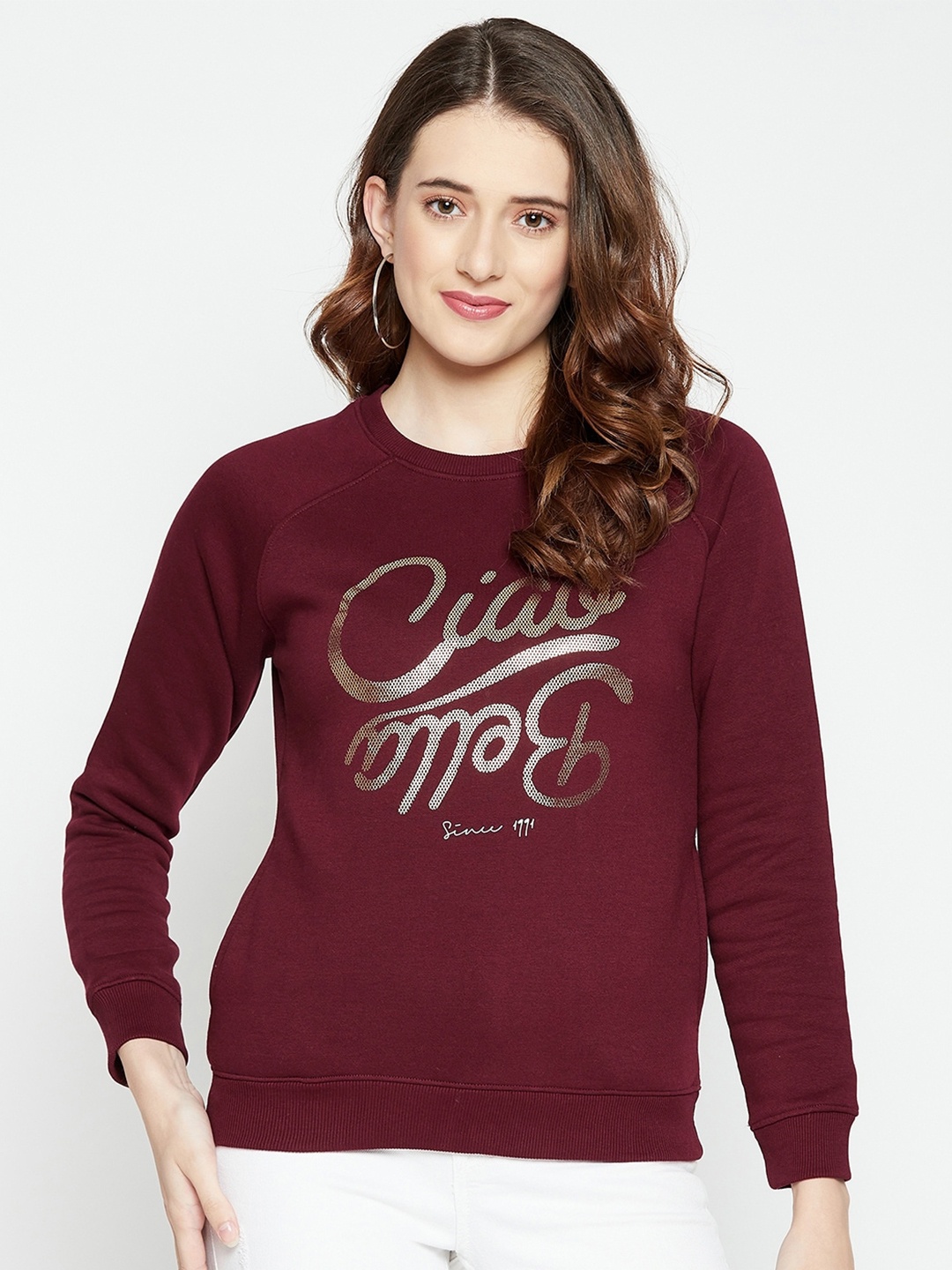 

Octave Women Maroon Printed Sweatshirt