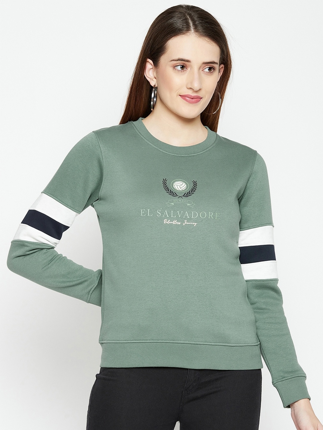 

Octave Women Green Printed Sweatshirt