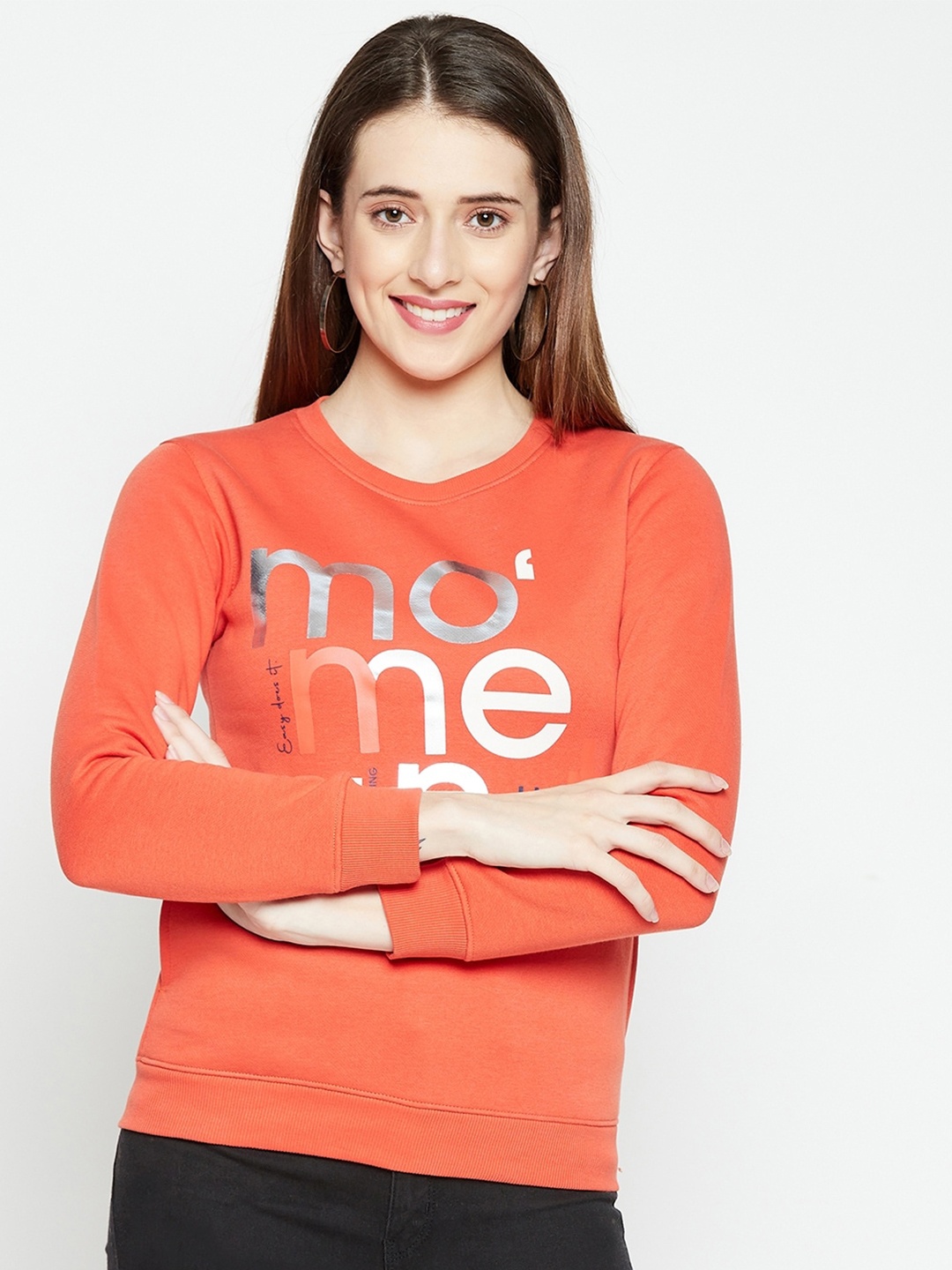 

Octave Women Orange Printed Sweatshirt