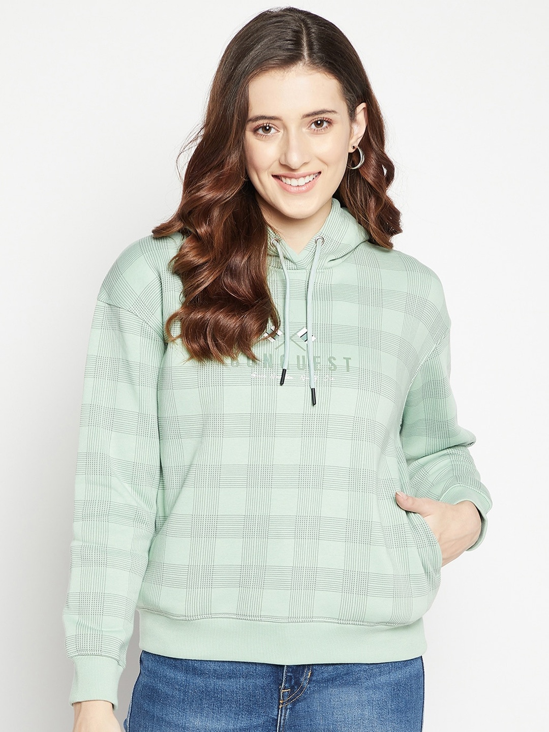 

Octave Women Green Checked Sweatshirt
