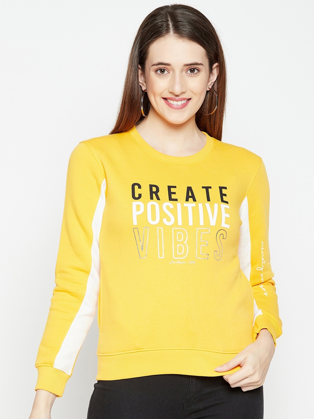 

Octave Women Yellow Printed Sweatshirt