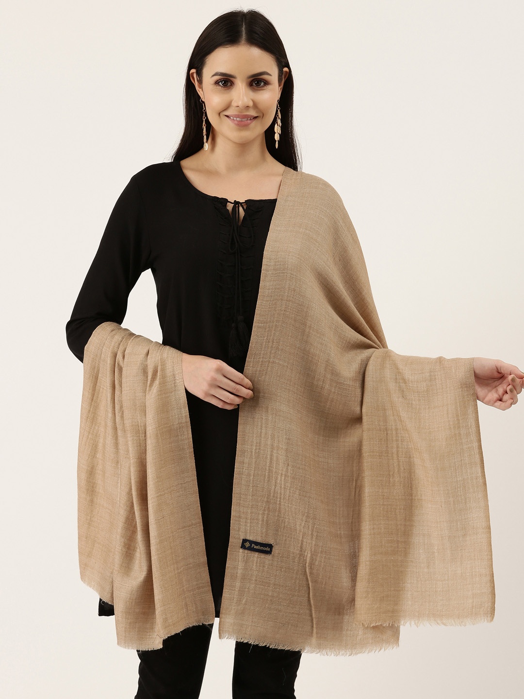 

Pashmoda Women Beige Solid Shawl