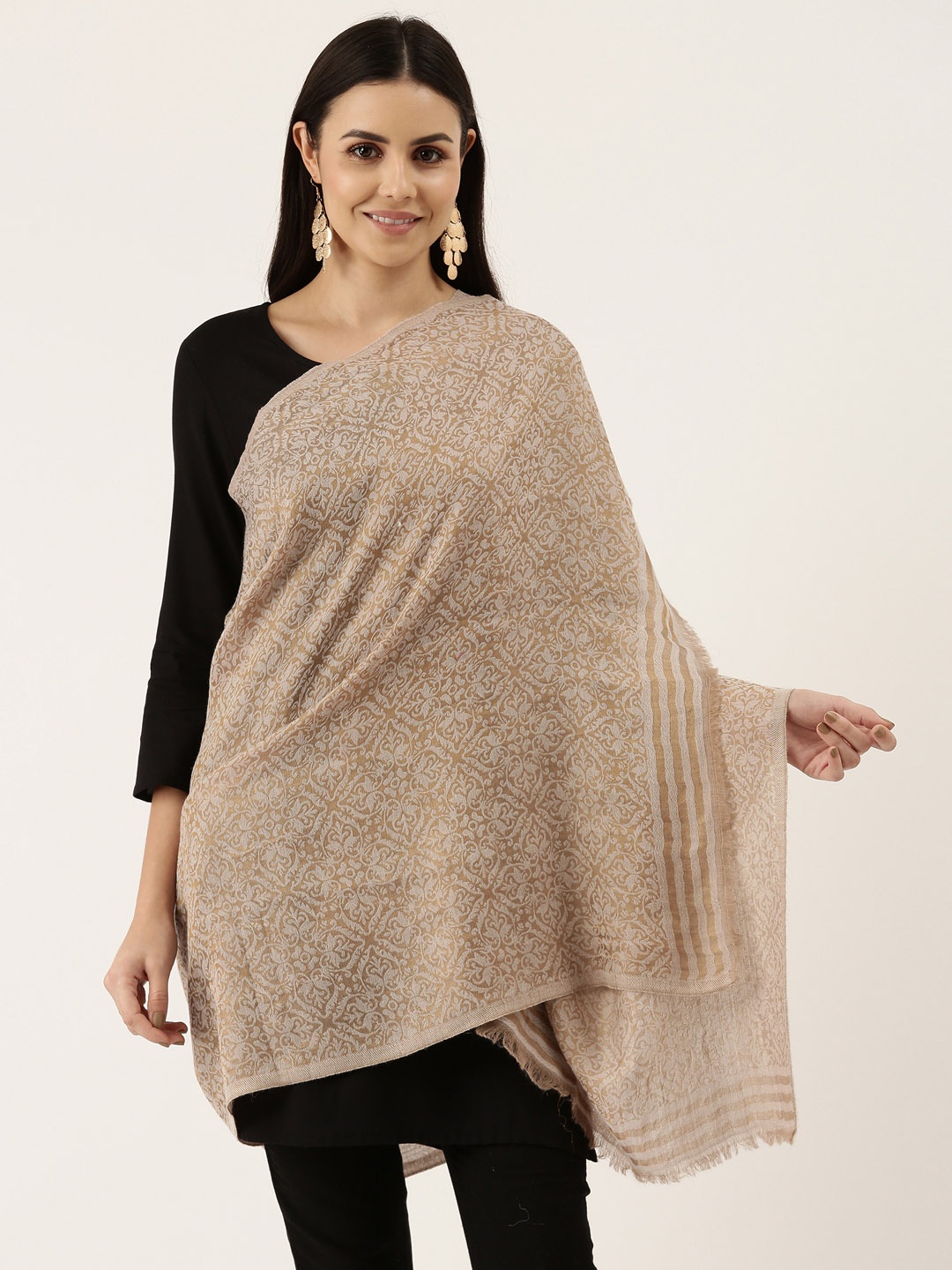 

Pashmoda Women Beige & Brown Woven-Design Shawl