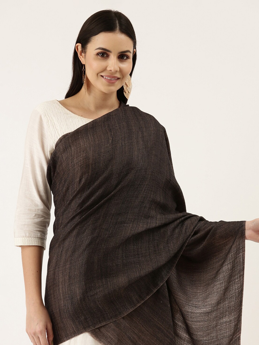 

Pashmoda Women Black Solid Fine Cashmere Woolen Shawl