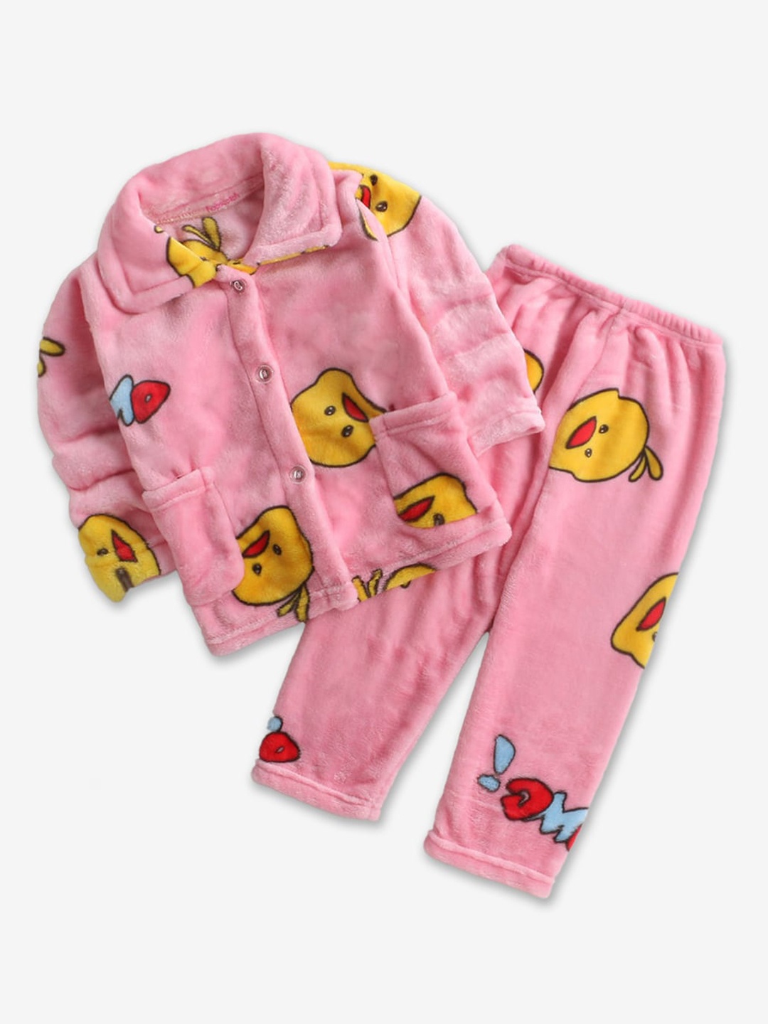 

Hopscotch Girls Pink & Yellow Printed Night Suit