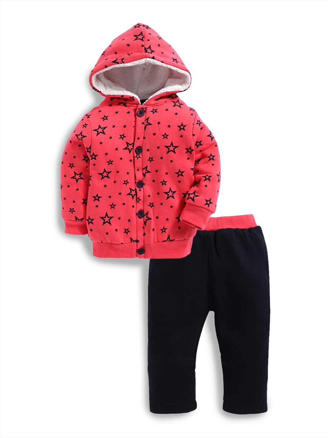 

Hopscotch Girls Red & Black Printed Sweatshirt And Pant