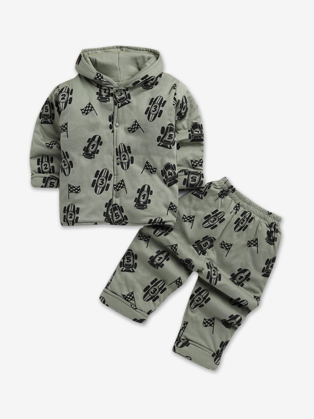

Hopscotch Boys Grey Printed Night suit