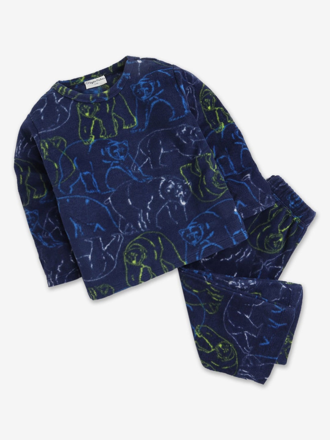 

Hopscotch Girls Navy Blue & Green Printed Night suit