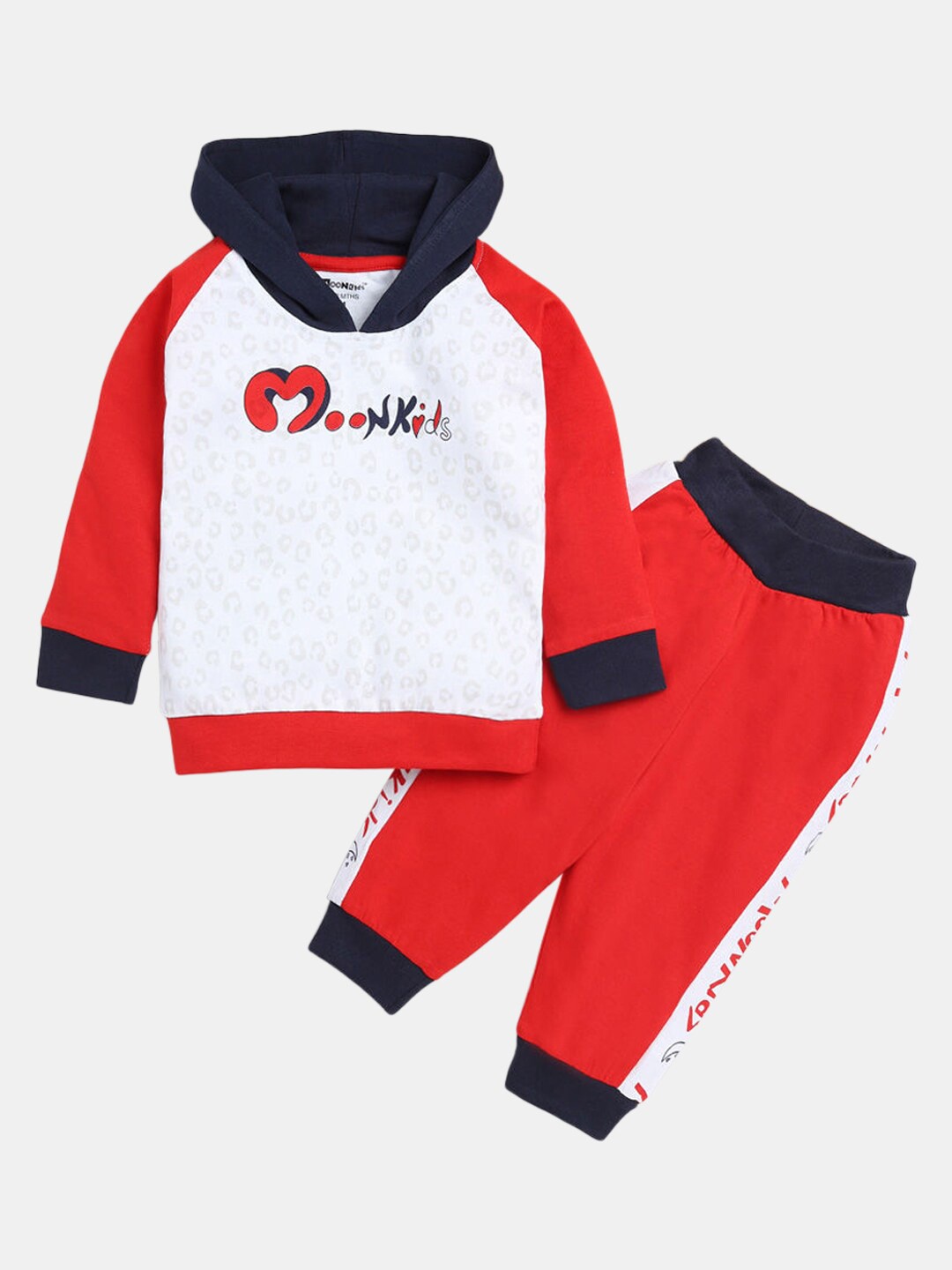 

Hopscotch Boys Red & White Printed Pure Cotton Top with Trousers