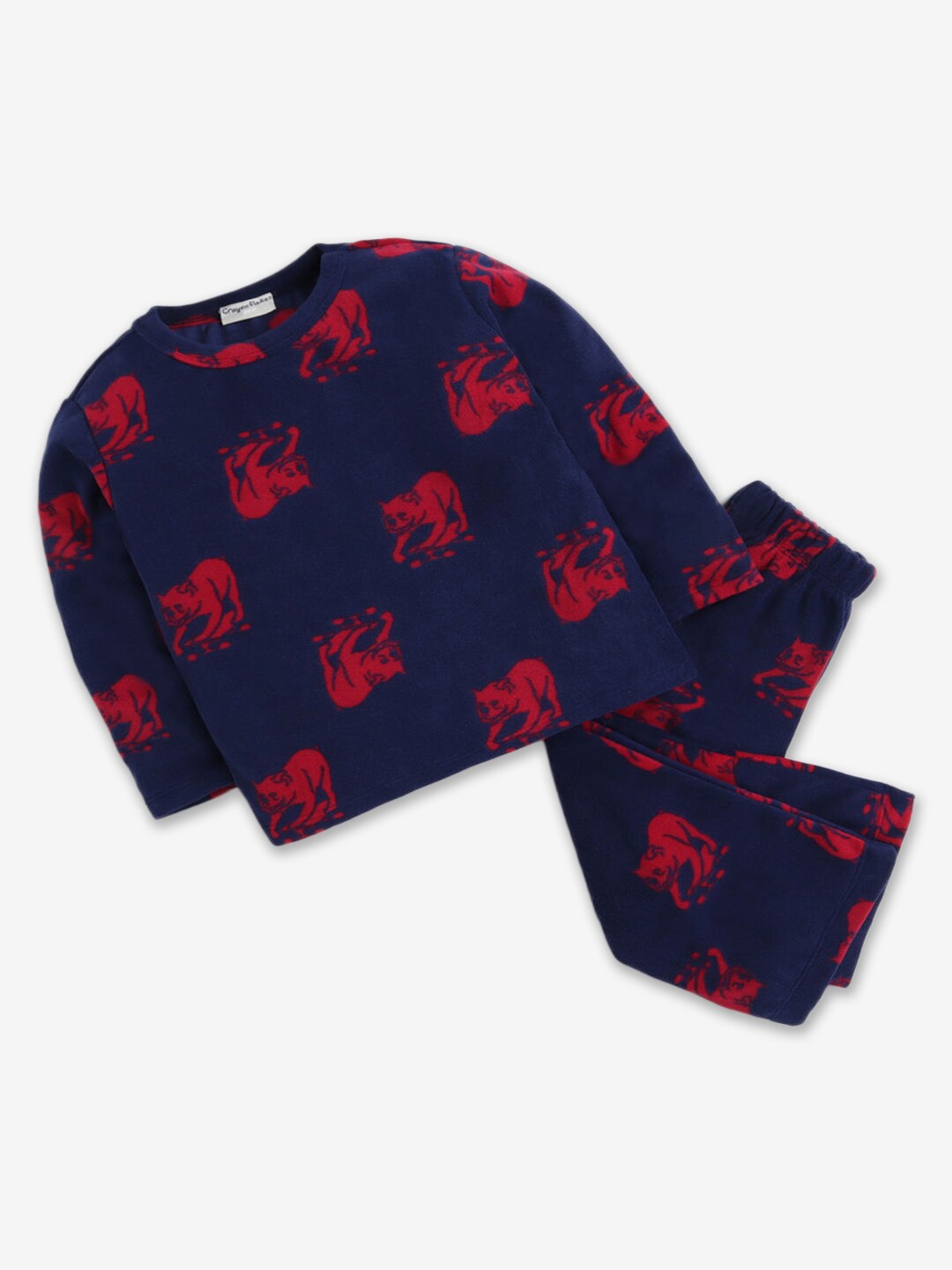 

Hopscotch Girls Navy Blue & Red Animal Printed Night suit 1107866