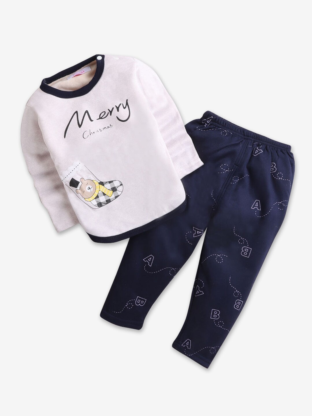 

Hopscotch Boys Grey & Blue Printed Night suit