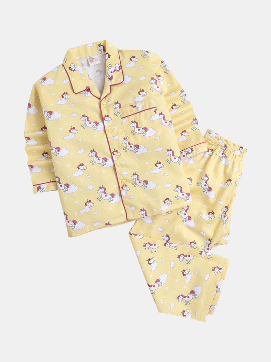 

Hopscotch Boys Yellow & White Printed Night suit