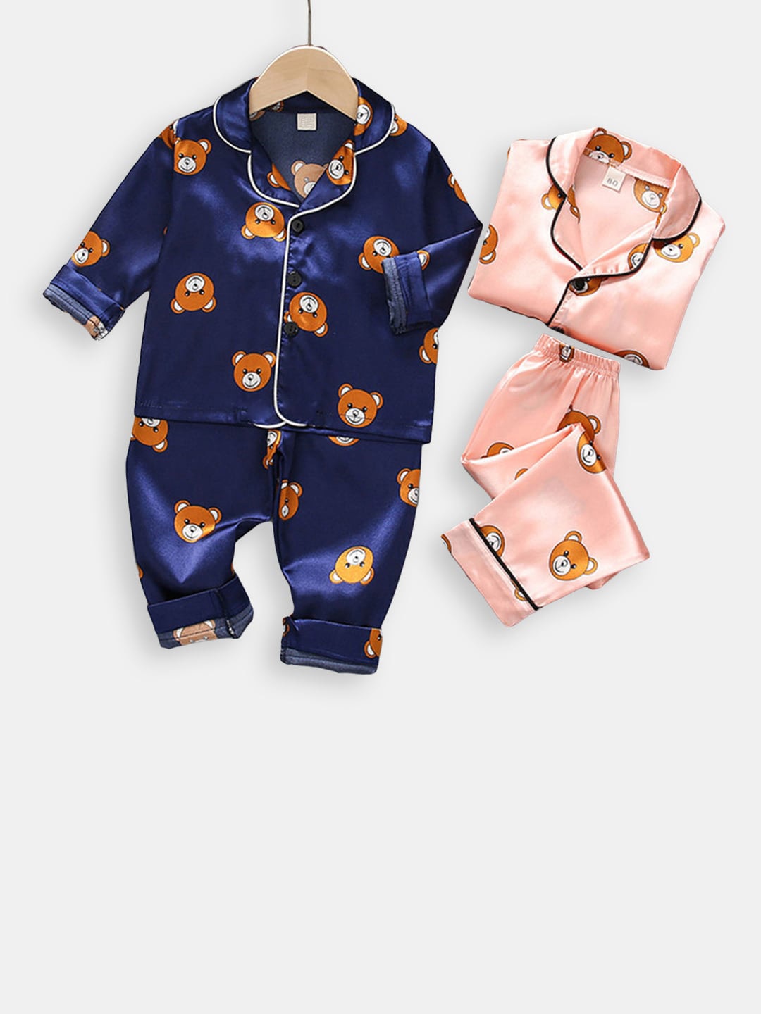 

Hopscotch Boys Navy Blue And Brown Printed Night suit