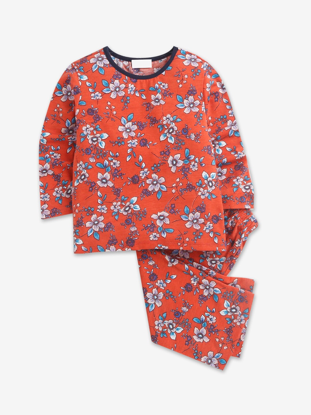 

Hopscotch Girls Orange & White Printed Night Suit
