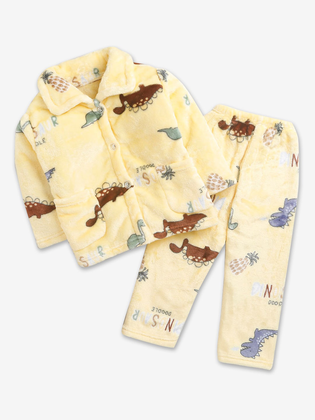 

Hopscotch Boys Yellow & Grey Printed Night suit