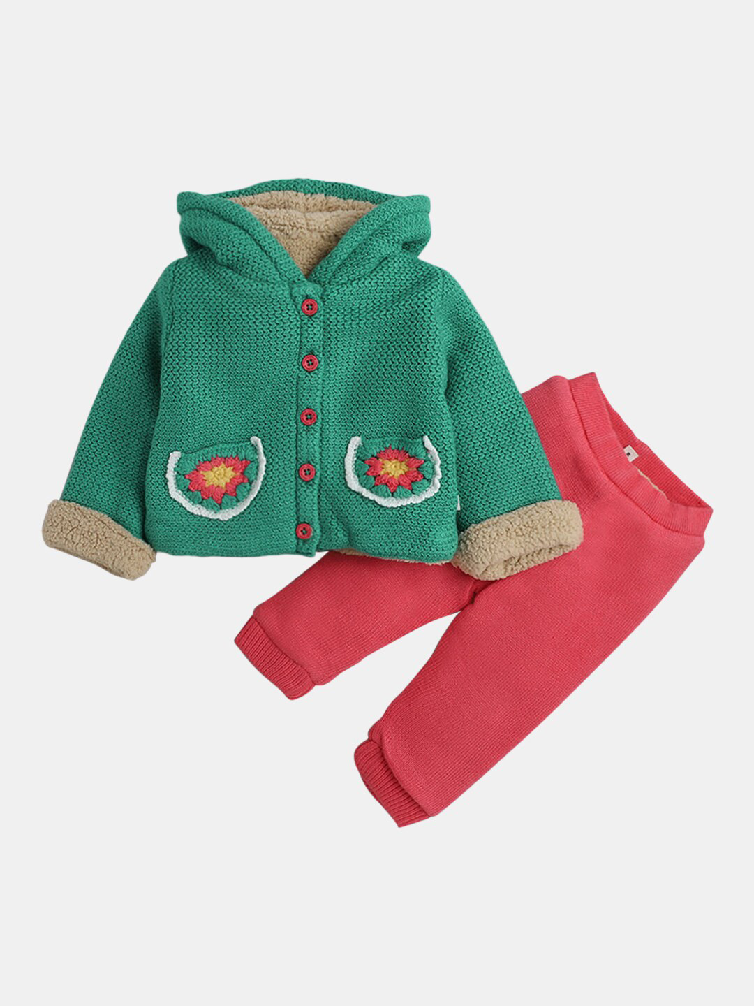

Hopscotch Unisex Kids Green & Red Top with Trousers