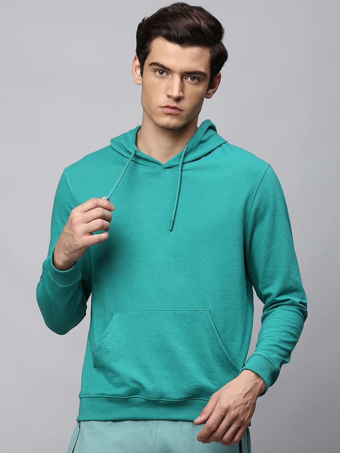 

High Star Men Green Hooded Sweatshirt