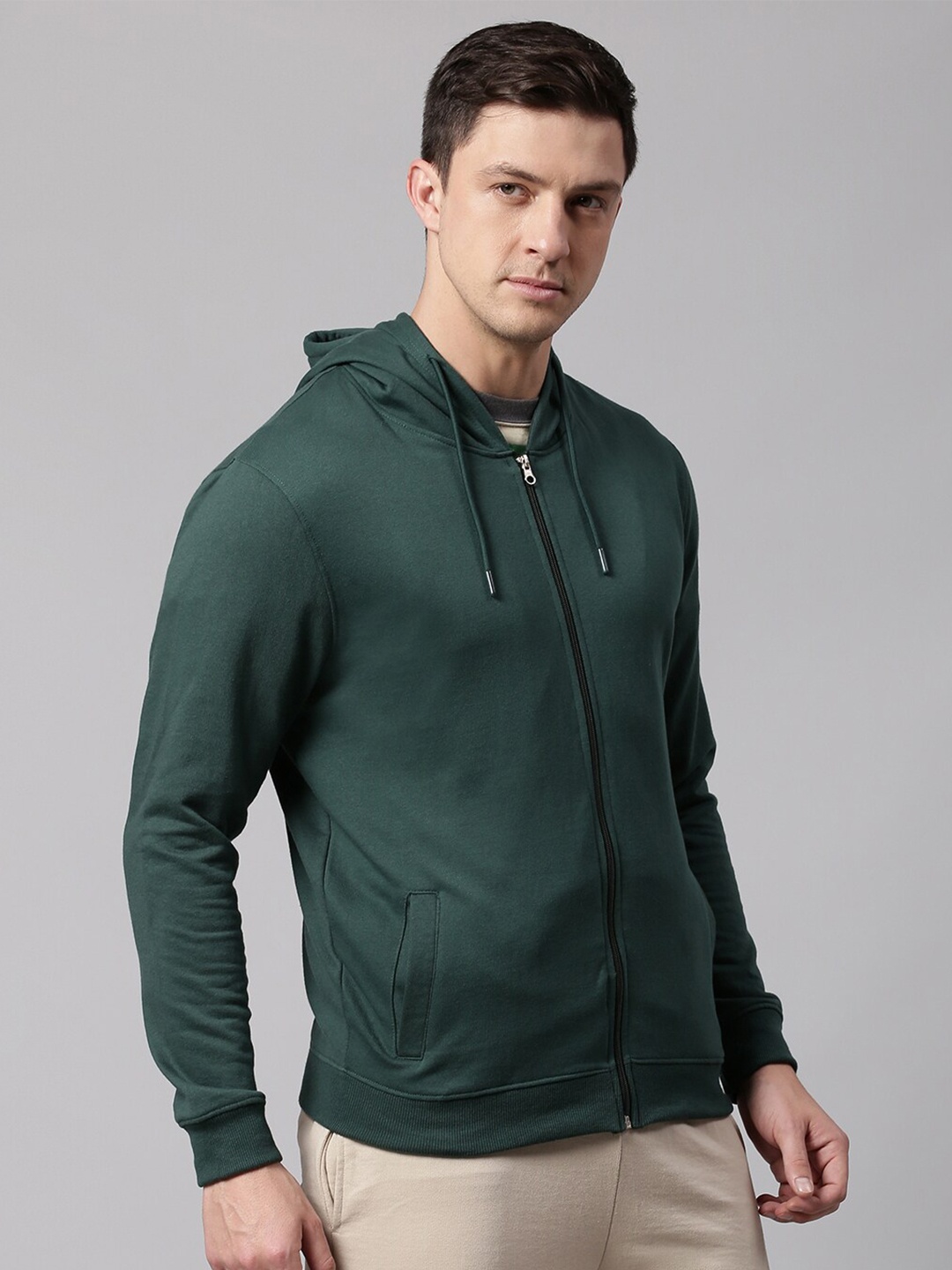 

High Star Men Green Hooded Sweatshirt