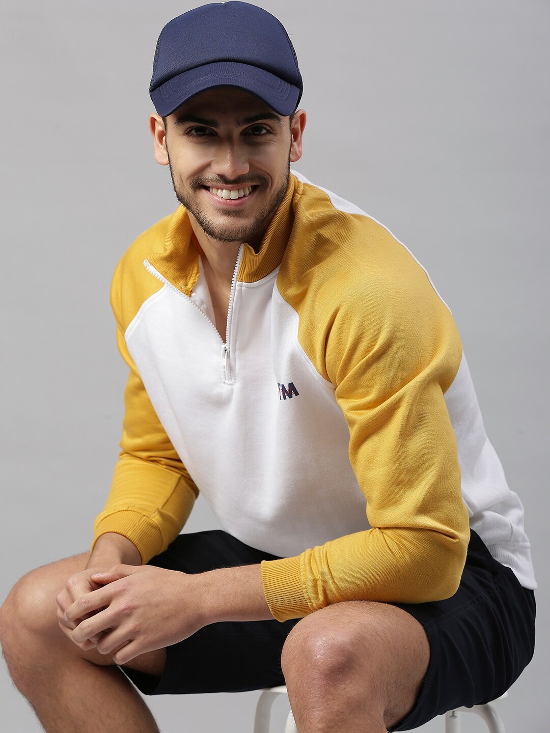 

High Star Men White Colourblocked Sweatshirt