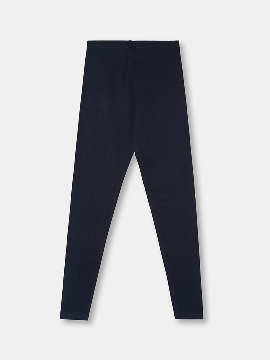 

R&B Girls Navy Blue Solid Ankle-Length Cotton Leggings