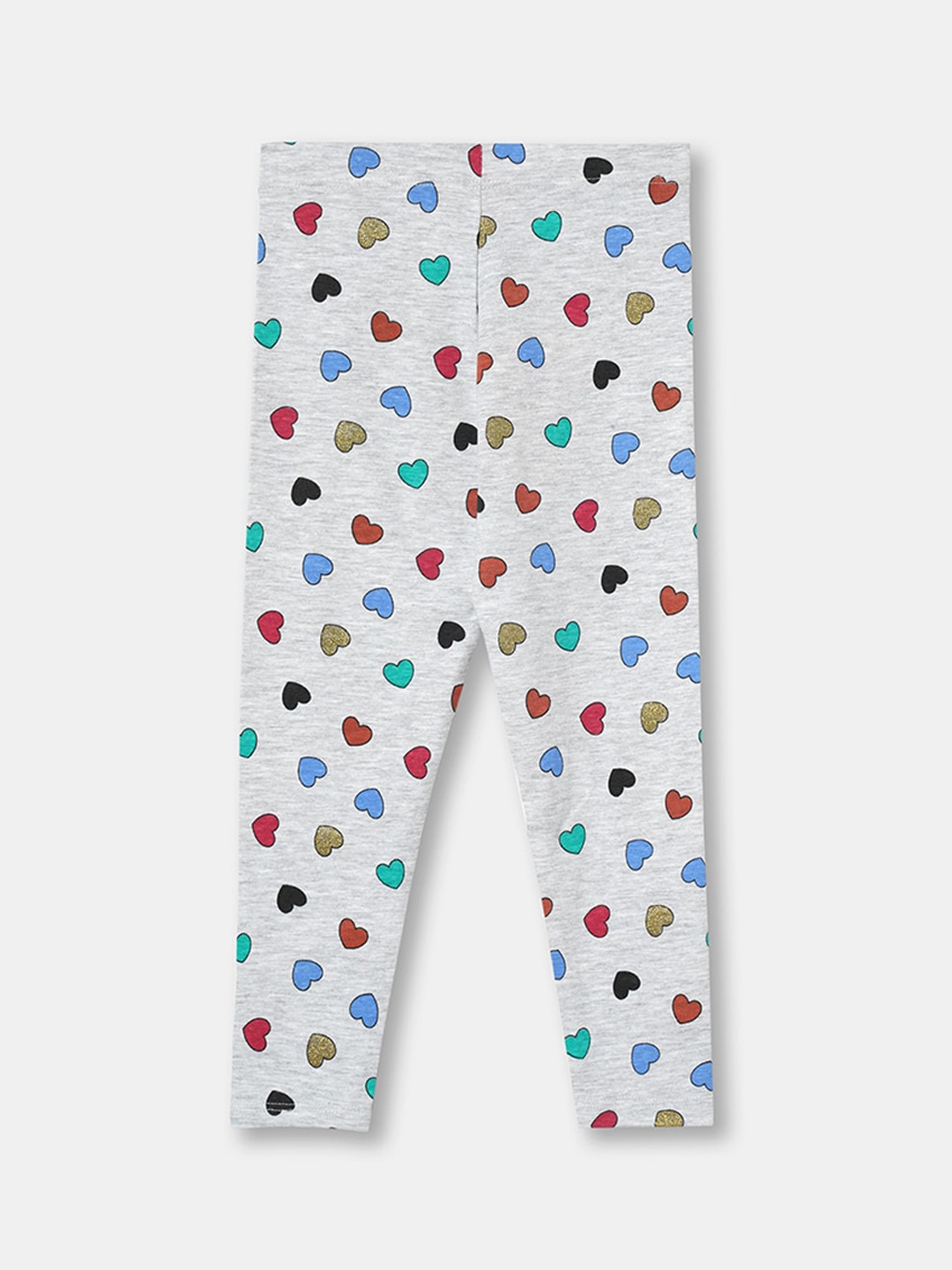 

R&B Girls Grey & Red Printed Cotton Leggings