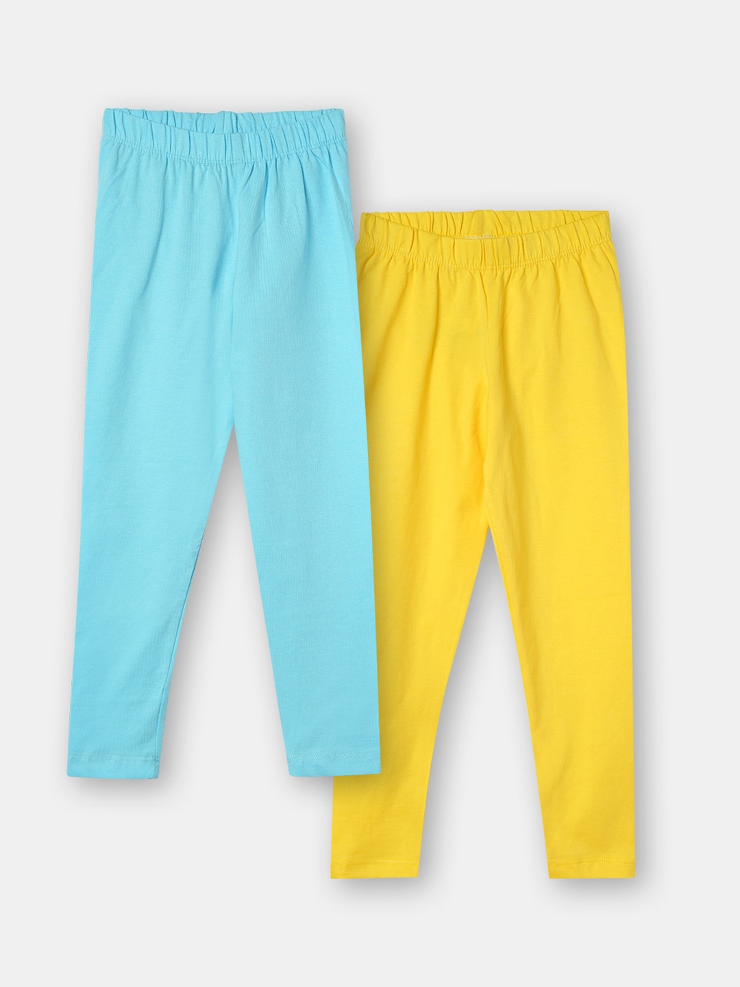 

R&B Girls Pack Of 2 Solid Cotton Leggings, Blue