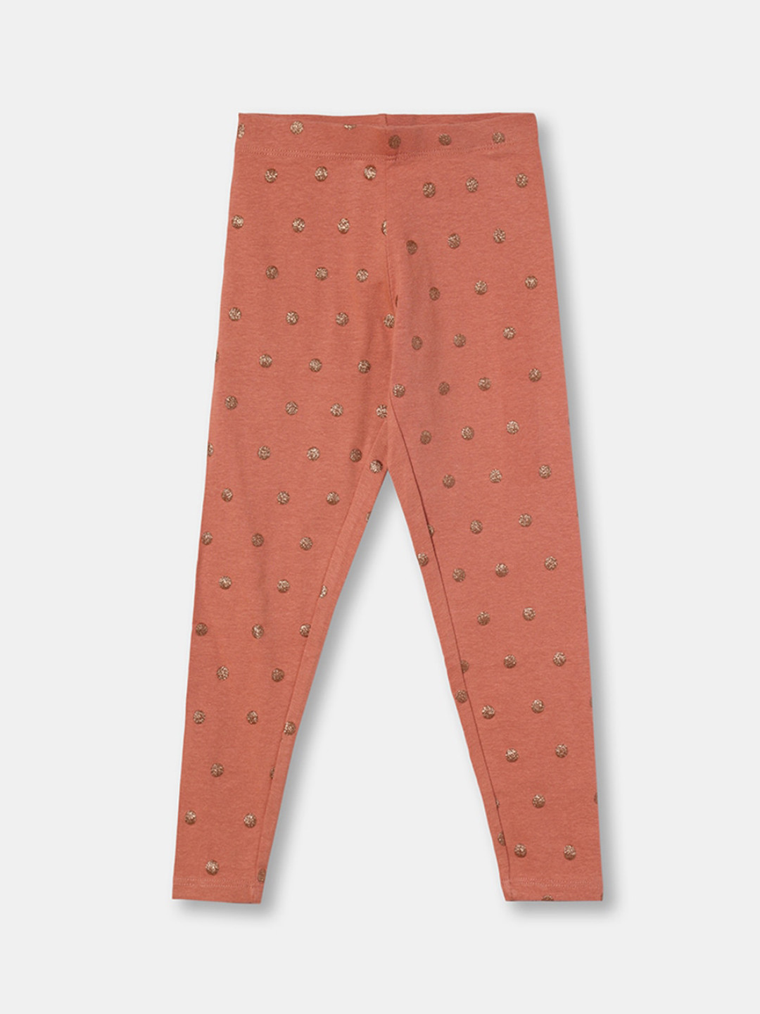 

R&B Girls Peach color Printed Ankle Length Cotton Leggings