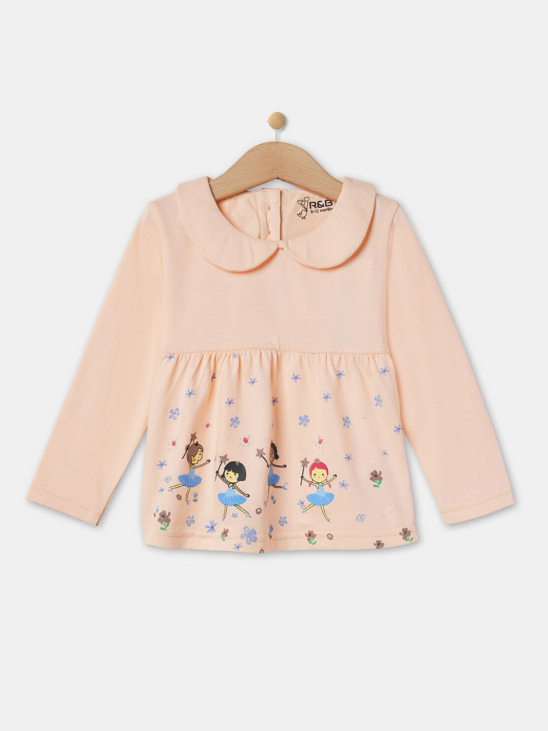 

R&B Peach-Coloured Geometric Printed Top