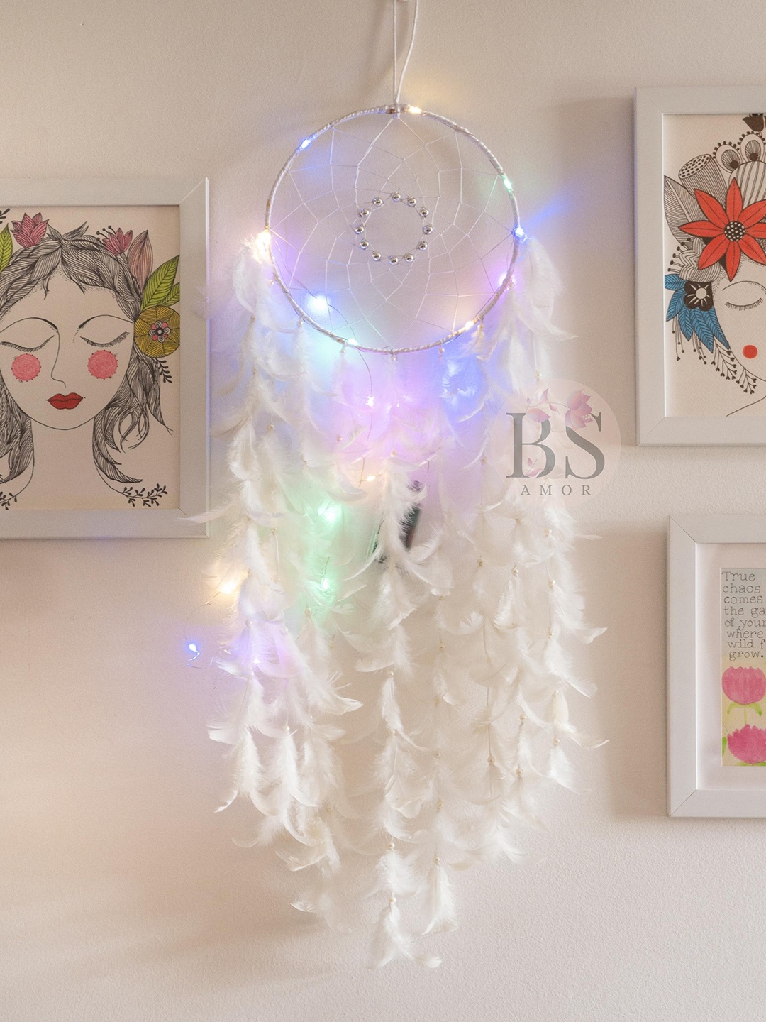 

BS AMOR White Dream Catcher With Lights