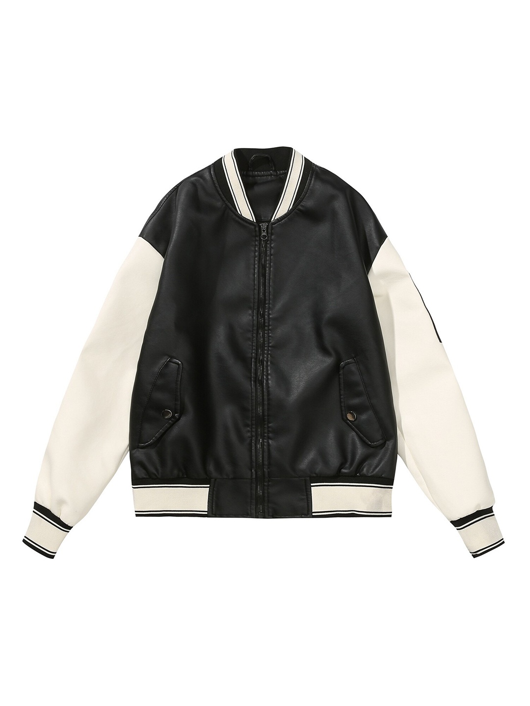 

BoStreet Women White & Black Colourblocked Bomber Jacket